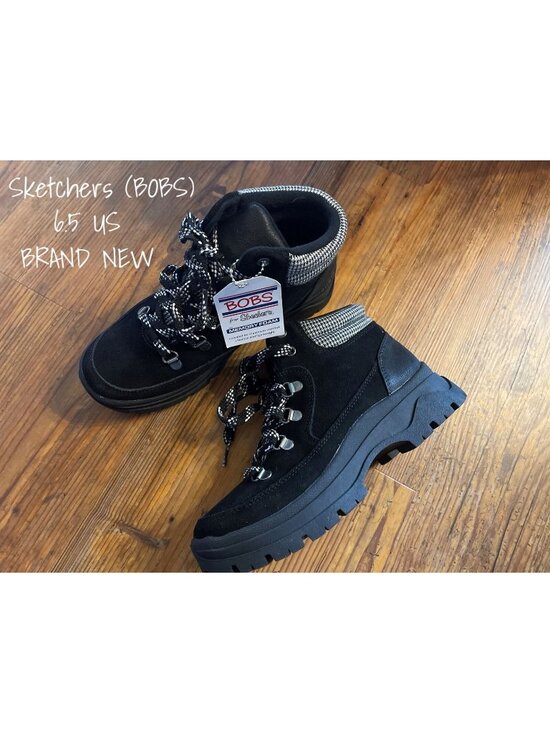 Skechers Bobs Shoes - Skechers Bobs Broadies Hiker Boot - Memory Foam, Black, Size 6.5 US New With Tag